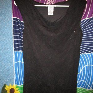 Long Black sleeveless dress with lace covering